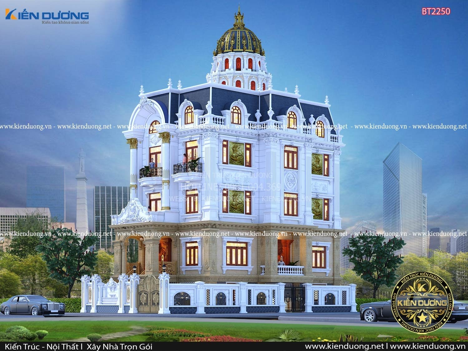 Thiết kế lâu đài dinh thự 4 tầng tại Phú Thọ BT2248